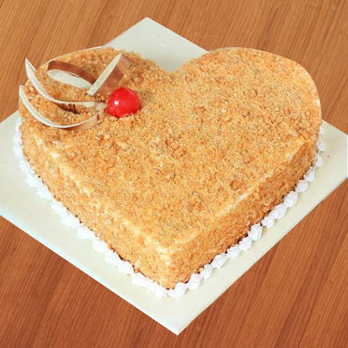 Enticing Heart Shape Butter Scotch Cake