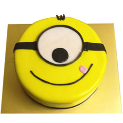 Sumptuous 1 Eye Minions Fondent Cake for Kids