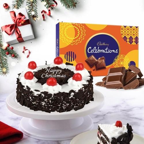 Bountiful Xmas Gift of Black Forest Cake with Cadbury Chocolates
