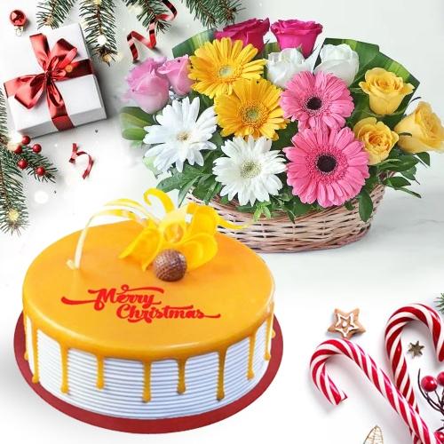 Irresistible Butterscotch Cake with Seasonal Flower Basket