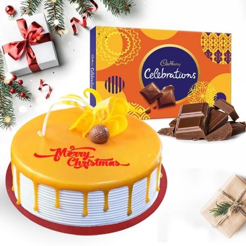 Delicious Butterscotch Cake N Cadbury Celebrations Pack