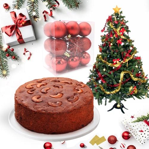 Marvelous Dry Plum Cake with Christmas Tree n Decorations