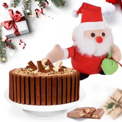 Nutty Kitkat Cake N Santa Clause X Mas Gift Combo