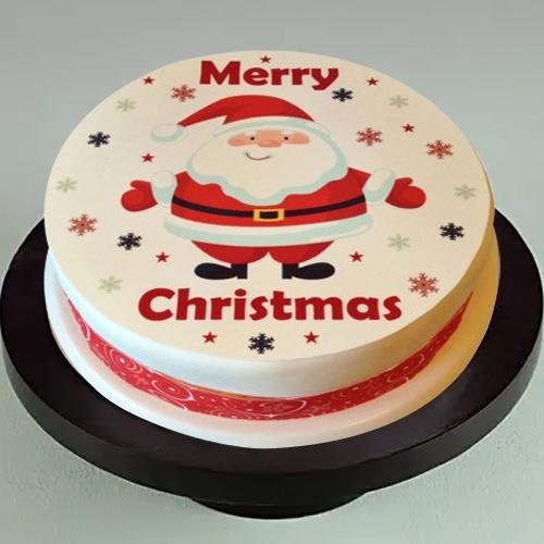Garnished Santa Claus Merry Christmas Photo Cake