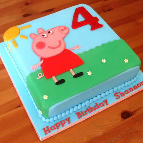 Layered Eggless Peppa Pig Cake for Kids Party