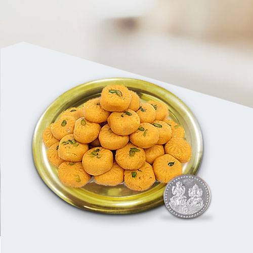 Haldirams Ladoo N Gold Plated Thali  Free Coin