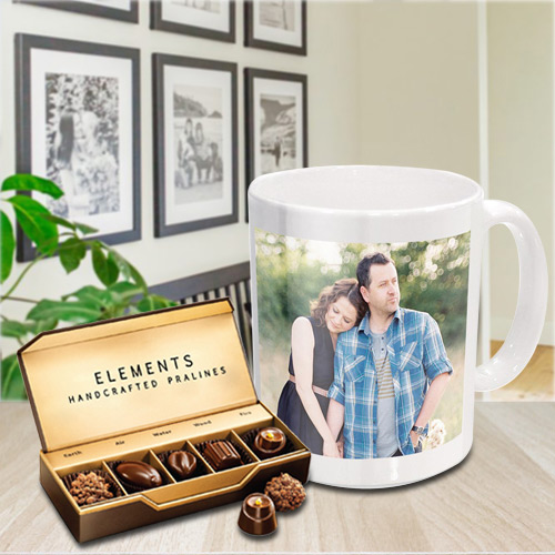 Superb Personalized Coffee Mug with Premium Chocolates from ITC