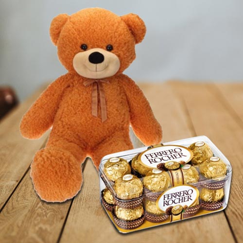 Super Big Teddy with Delicious Ferrero Rocher Chocolates