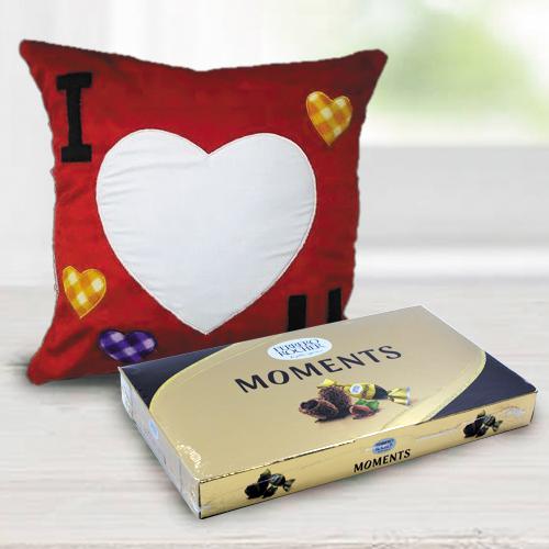 Mesmerizing Personalized ILU Velvety Cushion with Ferrero Rocher