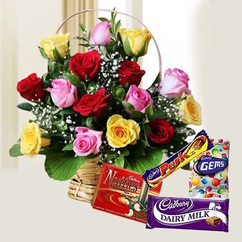 Cadbury Celebrations Pack with Mixed Rose Arrangement