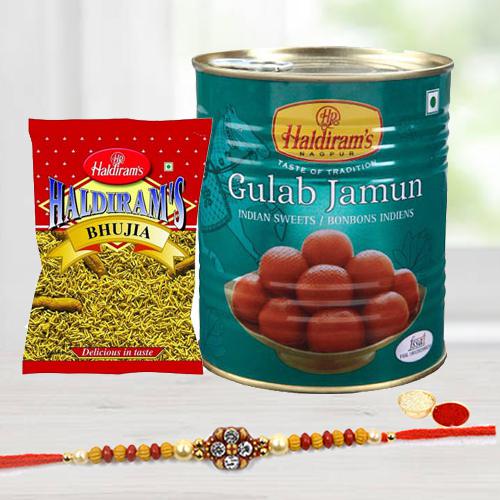 Rakhi with Haldirams Gulab Jamun n Haldirams Bhujia