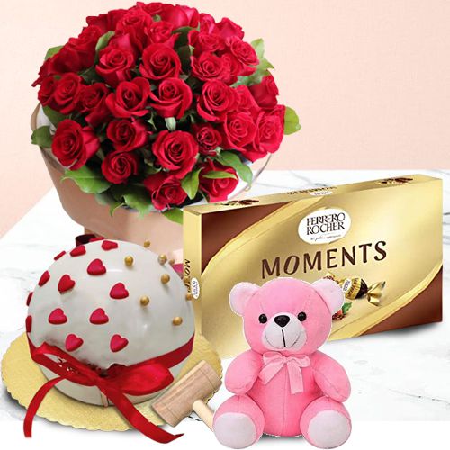 Special Dutch Roses Bouquet Love Ball Pinata Cake Ferrero Moments n Teddy