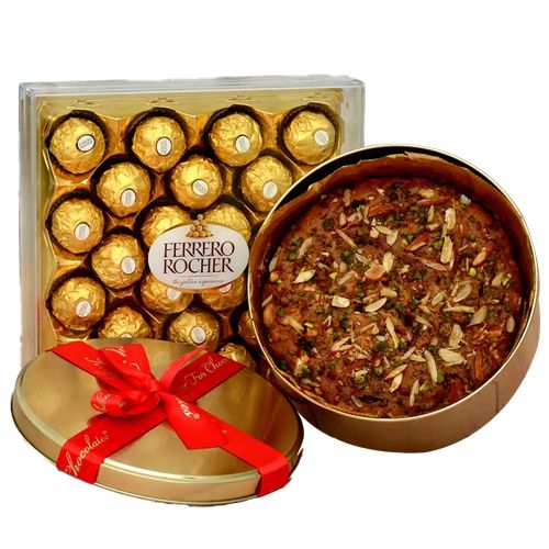 Wholesome Combo of Ferrero Rocher Chocolate N Dry Fruit Cake