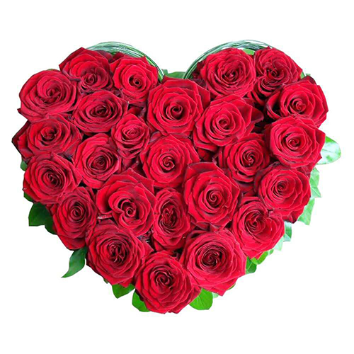 Stunning Heart Shaped Arrangement of Red Roses