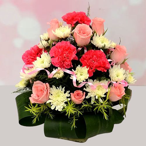 Aromatic Basket of Roses Carnation N Daisies Love