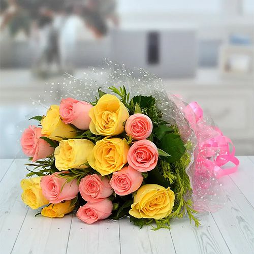 Bright Bouquet of Two Toned Roses