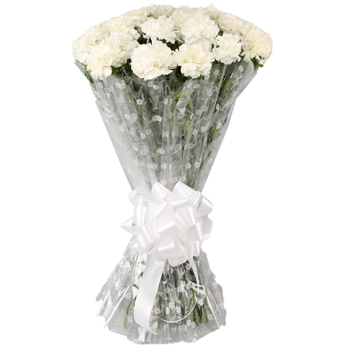 Delightful White Carnations Bunch