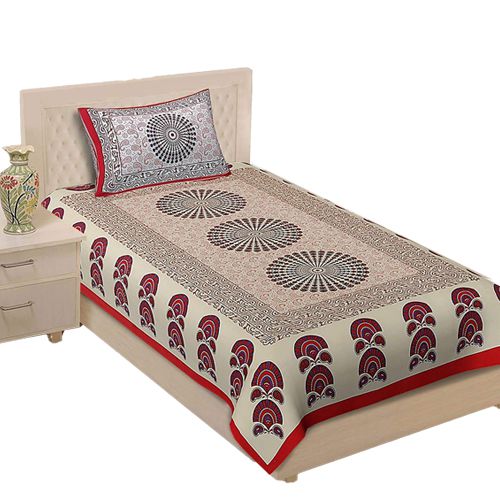 Exclusive Jaipuri Print Single Bed Sheet with Pillow Cover