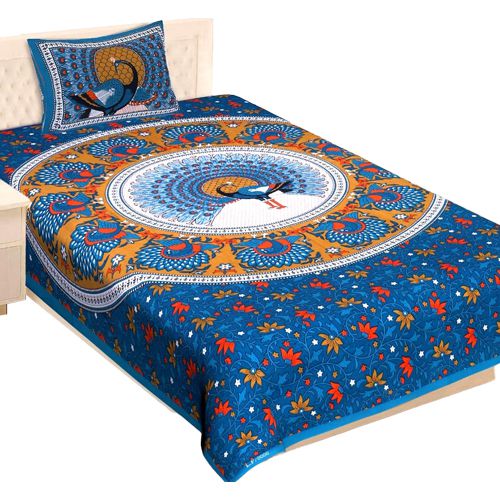 Remarkable Traditional Print Single Size Bed Sheet with Pillow Cover