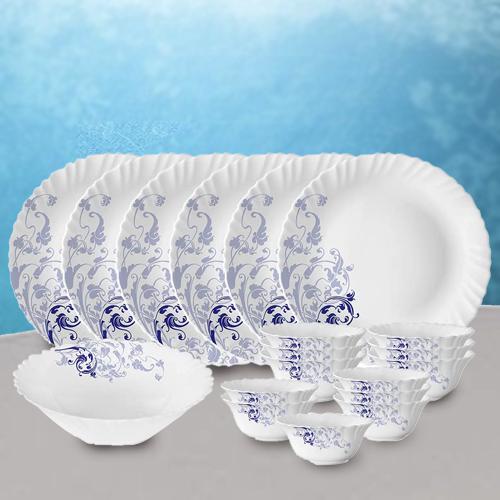 Amazing Larah by Borosil Blue Eve Silk Series Dinner Set