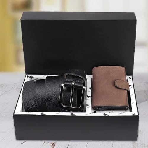 Alluring Hide and Skin Mens Leather Card Holder and Formal Belt