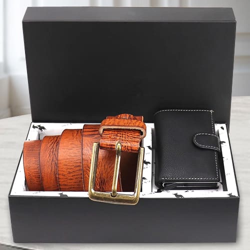 Wonderful Hide and Skin Mens Leather Card Holder and Belt<br>