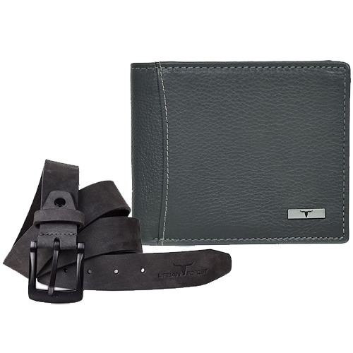 Marvellous Grey Wallet N Belt Gift Set for Men