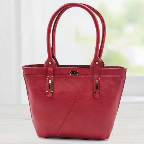 Stunning Red Color Leather Vanity Bag for Women