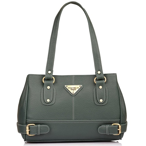 Green Fostelo Faux Leather Satchel Bag for Women