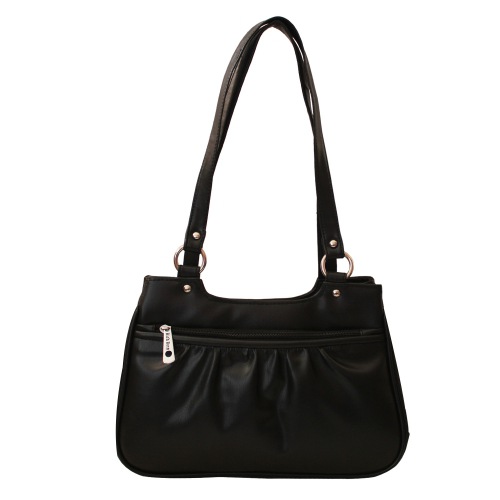 Womens Trendy Black Shoulder Bag with Both Side Zip