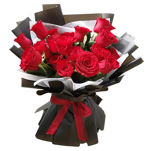 MidNight Delivery ::18 Exclusive  Dutch Red    Roses  Bouquet Nicely Wrapped