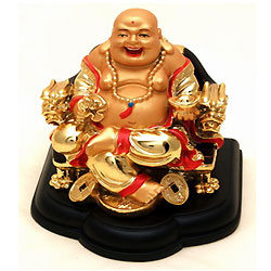 Exclusive Laughing Buddha Sitting on Dragon Chair