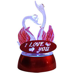 Sweet Dream LED Lighted I Love You Crystal Swan Couple Set
