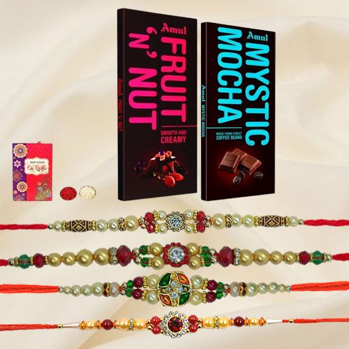 Marvelous Set of Rakhis with Amul Chocolates