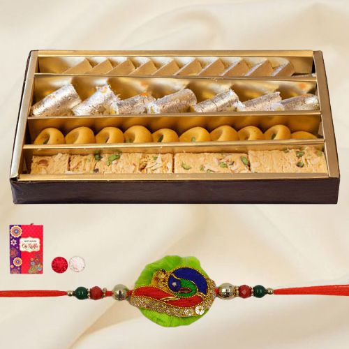 Delicious Mix Mithai & premium Rakhi with free Roli Tilak Chawal