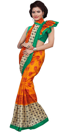 Scintillating Art Silk Colourful Printed Women Saree
