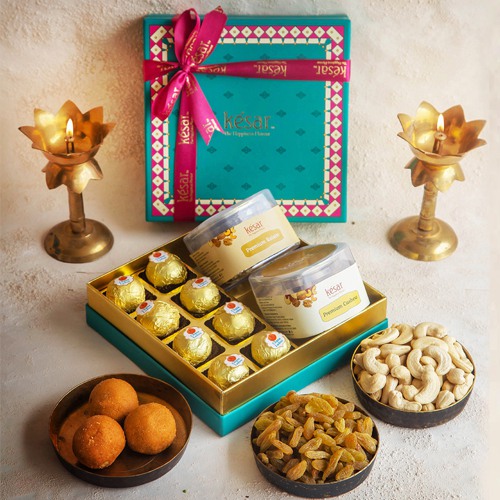 Indulgent Nuts with Chana Badam Laddoo Treat Box from Kesar