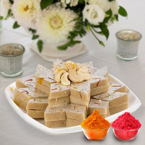 Fresh Kaju Barfi with free Gulal/Abir Pouch