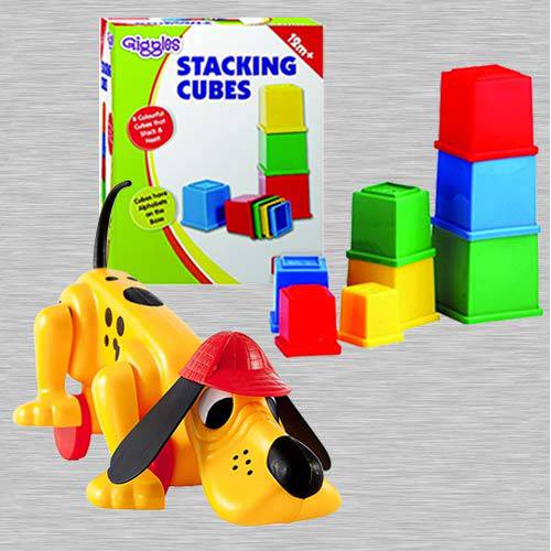 Exclusive Funskool Digger The Dog N Giggles Stacking Cubes