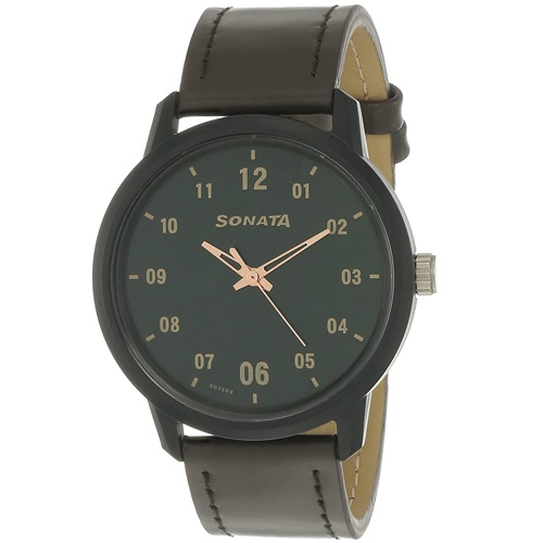 Elegant Sonata Volt+ Analog Green Dial Mens Watch