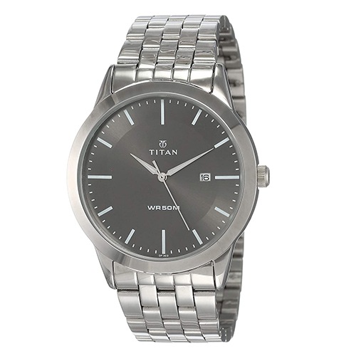 Anthracite Dial Silver Stainless Steel Strap Mens Watch