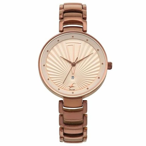 Classy Fastrack Ruffles Analog Beige Dial Womens Watch